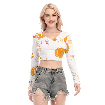 Halloween Pumpkin Crop Blouse